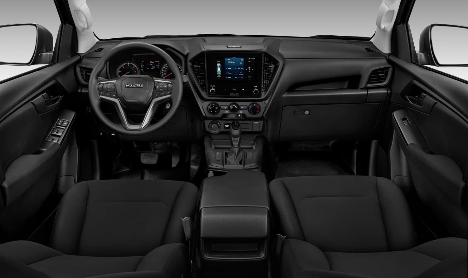Black interior front seats and dashboard