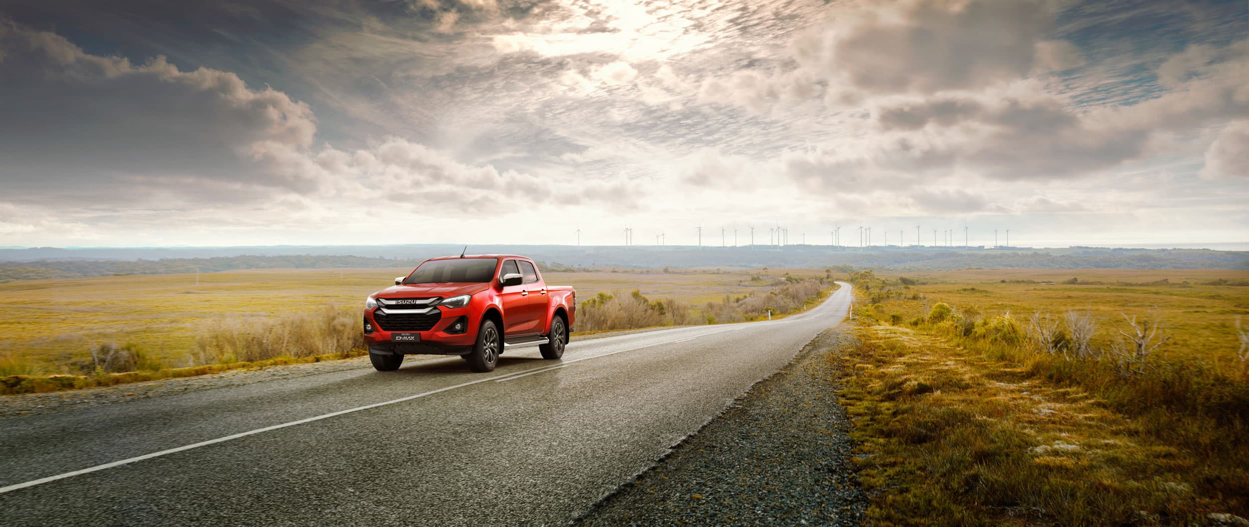 Oblique right view on road