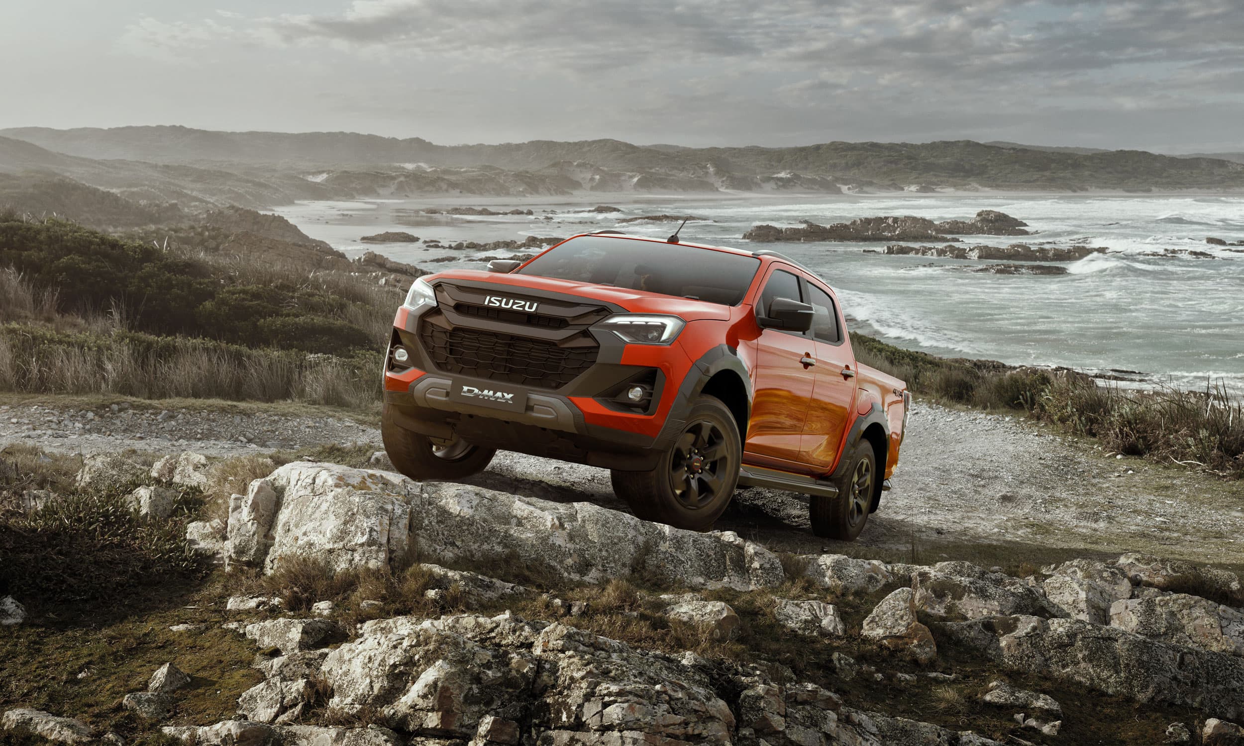D-Max V-Cross Double Cab on a seaside road